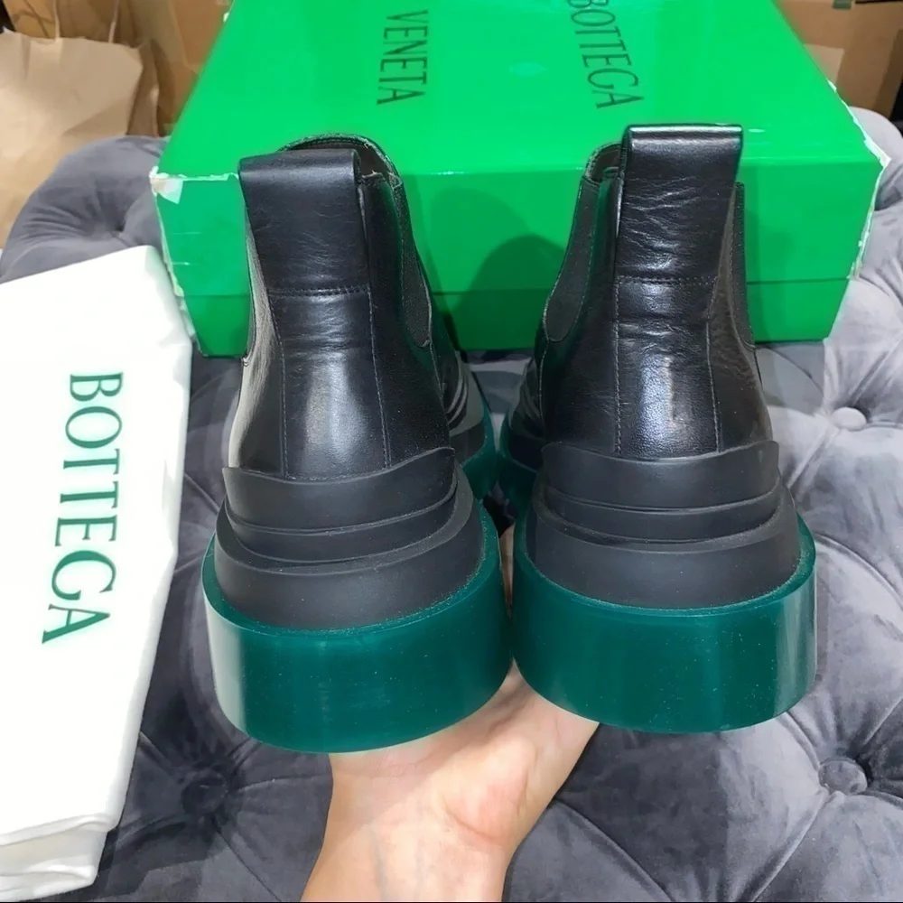 New Size 39 Bottega Veneta Tire Ankle Boots Black Green